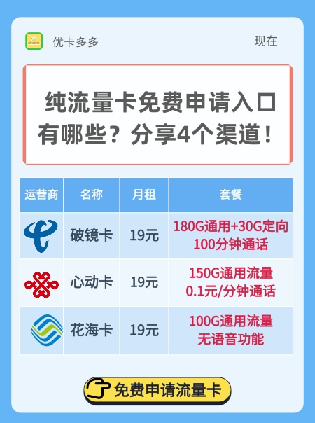 纯流量卡免费申请入口